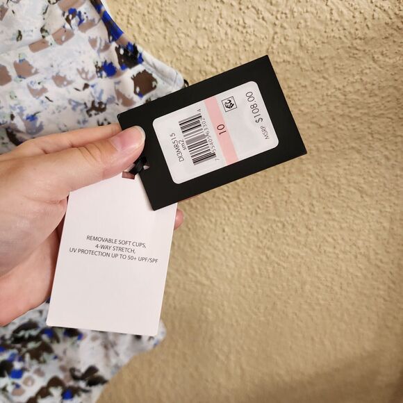 DKNY SPLASH Twist-Front Cutout One-Piece Swimsuit Size 10  Mermaid Scales White - Picture 6 of 8